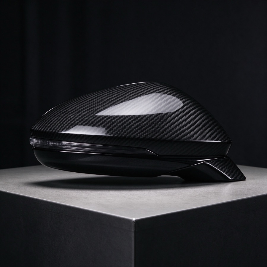 Carbon fiber side mirror cover — dry carbon finish